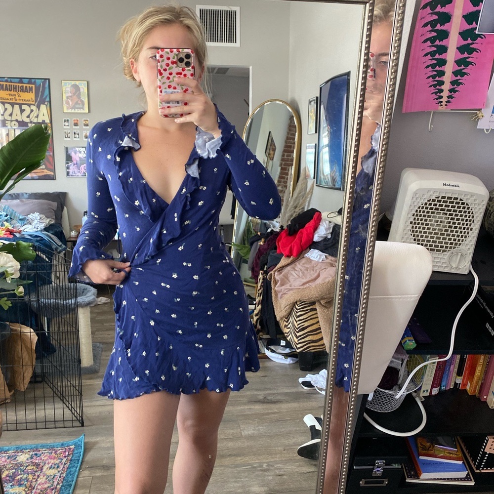 Blue wrap dress from Urban Outfitters